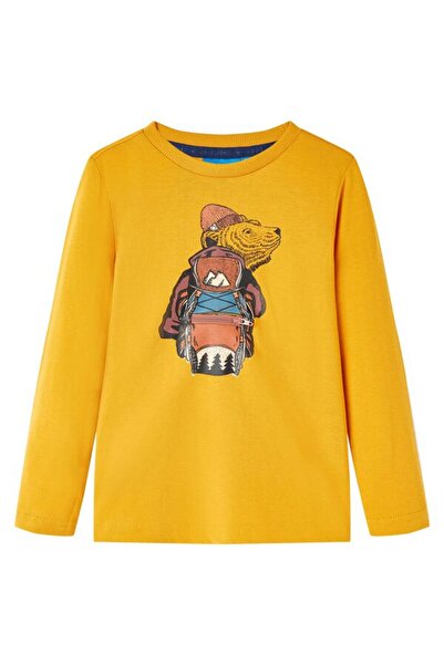 vidaxl Tricou cu mânecă lungă pentru copii, Ocru, 104