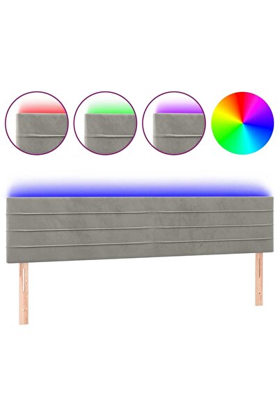 vidaxl Tăblie de pat cu LED, gri deschis, 180x5x78/88 cm, catifea