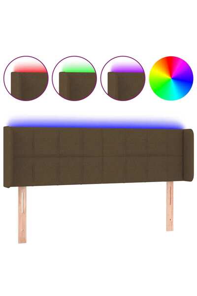 vidaxl Tăblie de pat cu LED, maro închis, 147x16x78/88 cm, textil