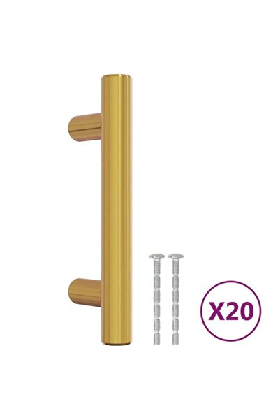 vidaxl Mânere de mobilă, 20 bucăți, aurii, 64 mm, oțel inoxidabil
