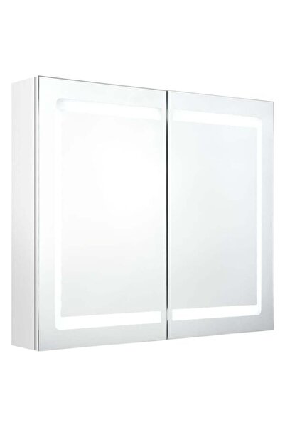 vidaxl Dulap de baie cu oglindă și LED, alb lucios, 80 x 12 x 68 cm