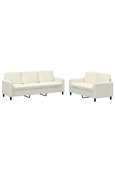 vidaxl Set de canapele din 2 piese, crem, catifea