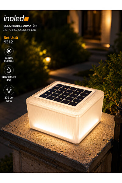 Masfitech İnoled 9312 Solar Bahçe Armatürü Set Üstü 20W 270 Lümen IP65 Güneş ...
