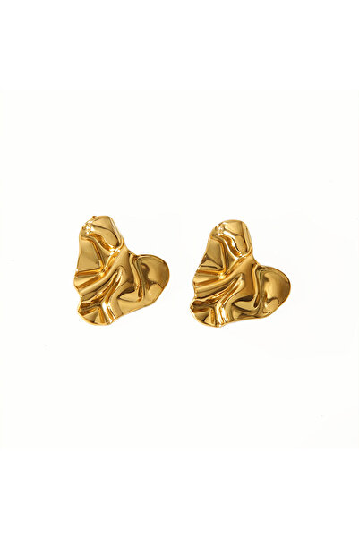 Black Season 18K Gold Pleated Heart Earrings |   Black Season