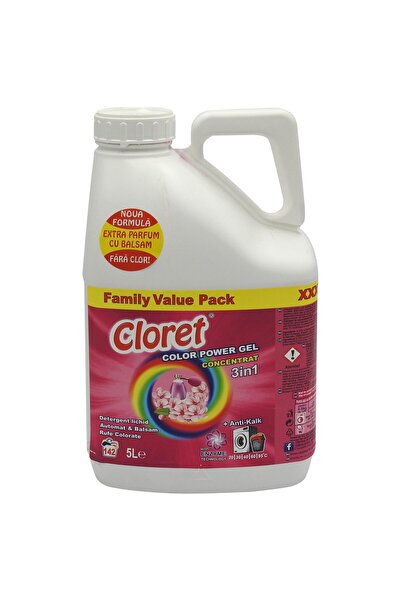 Cloret Detergent pentru Rufe, Cloret, 5 L 3in1 Color 142 spalari