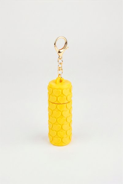 Vivaq Heart Pattern Yellow Lipstick Lip Gloss Case 3D Printing Charm Bag Accessory Keychain