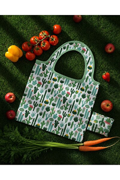 tarzınısec Tarzını Seç Katlanabilir Cepli Bez Market Çantası 44x48 cm – Kaktü...