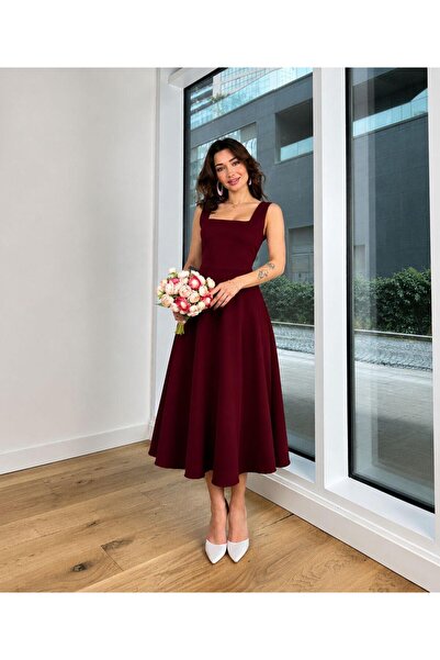 SONREİR THICK STRAP SQUARE YEKA DETAIL JESICA DRESS