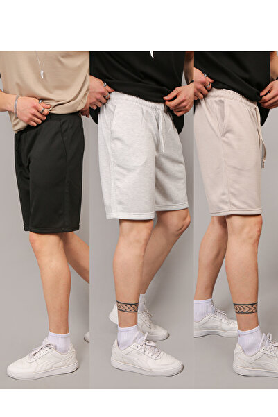 STRAVON Men's 3-Pack Pique Fabric Relaxed Fit Double Leg Pockets Bermuda Shorts