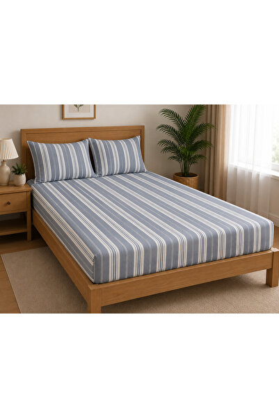 pınarhome collectıon 100% Organic Cotton Fabric Elastic Fitted Sheet+ Pillowc...