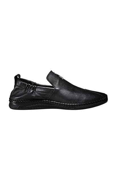 FRANCOMEN Roven Men's Genuine Leather Laceless Daily Comfort Shoes Black