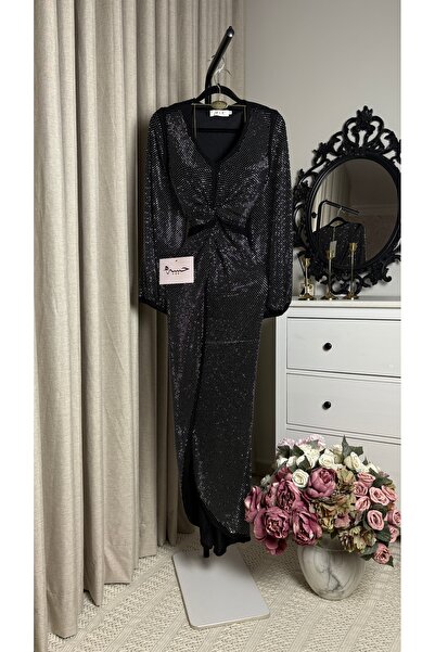 Habiba 👑   Black Evening Diamond Dress