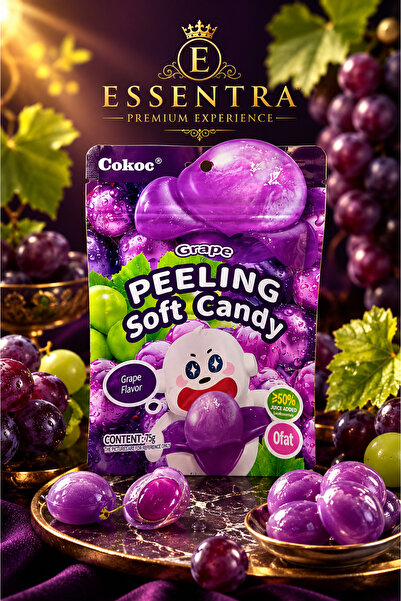 Essentra Home Cokoc Üzümlü Soyulabilir Yumuşak Şekerleme Grape Candy, Jel Şeker