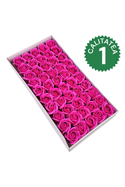 AFO Top Bottom Set of 50 Scented Soap Roses, Quality I, Intense Pink