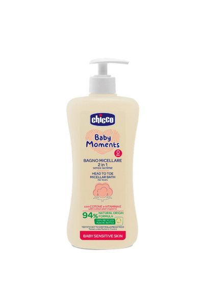 Chicco Sampon si gel de dus micelar dermatologic Baby Moments Sensitive, 500m...