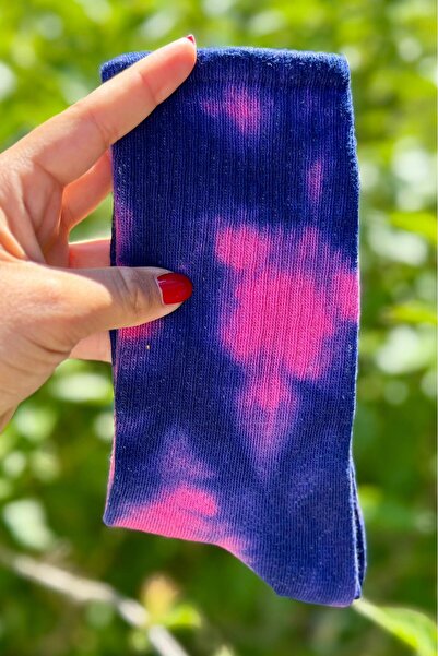 LouSocks Unisex Mor Batik Desenli Soket Spor Çorap