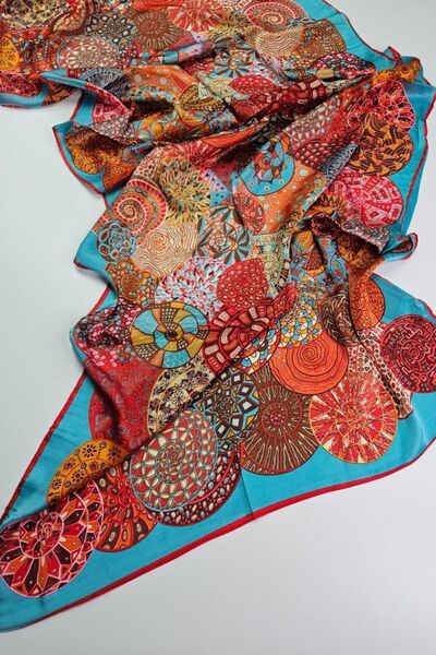 shalya scrafs Ethnic Mandala Pattern Colorful Voile Silk Shawl Accessory Shou...