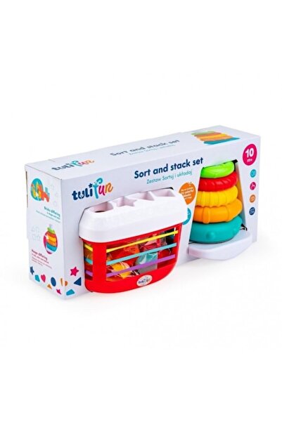 Tulifun Set pentru sortare și aranjare, 16 blocuri colorate și 5 inele, multi...