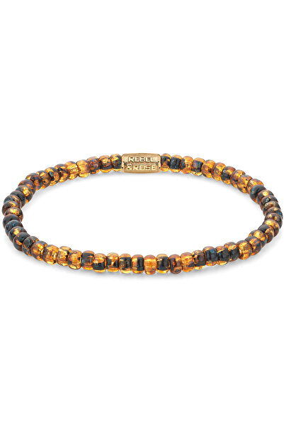 Rebel & Rose Βραχιόλι Γυάλινες Πέτρες Τίγρης RR-40114-G-M γυναικείο