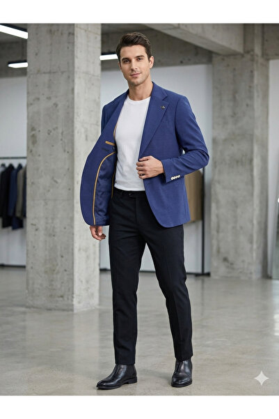 MY DEDE klasik slim fit dar kesim lacivert erkek ceket