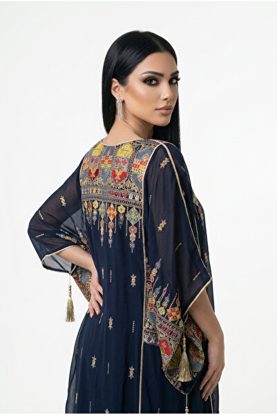 DAR ALSALAAM Kuwaiti Jalabiya with Navy Blue Embroidery