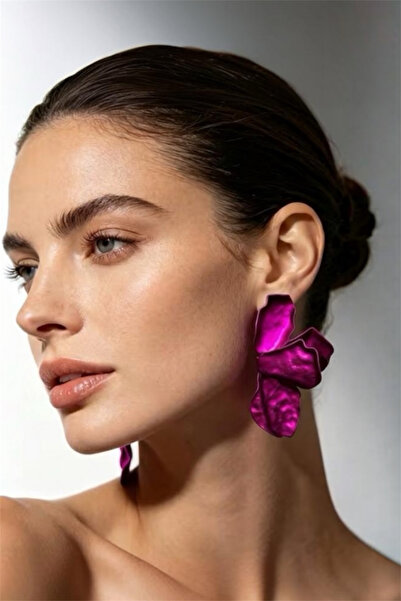 Pinty Design Floral Large Fuchsia Design Women's Earrings