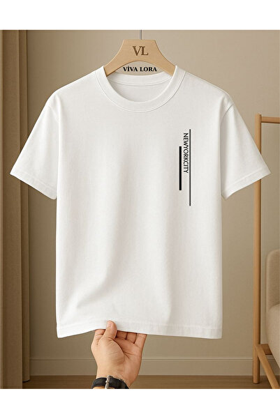 VİVA LORA New York City Printed Regular Crew Neck 100% Cotton Men's T-Shirt