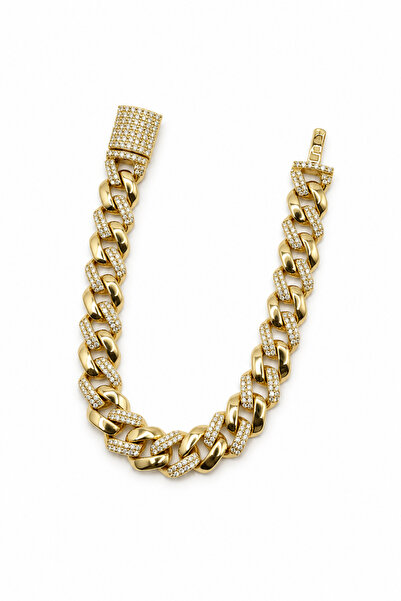Balenbi Jewelry Women's Stone Detailed Gold Color Thick Gourmet Chain Non-Tar...