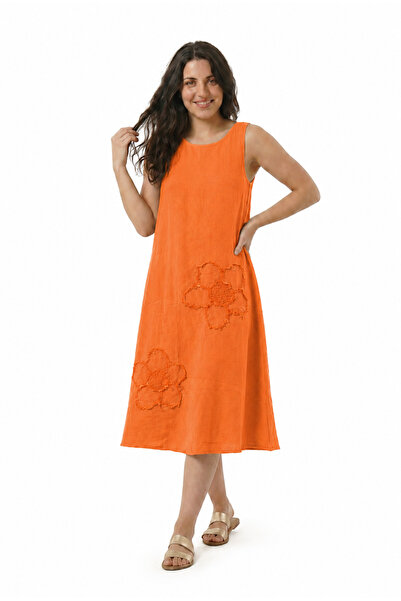 EtkiModa 100% Organic Cotton Women's Daisy Detailed Sleeveless Authentic Dress