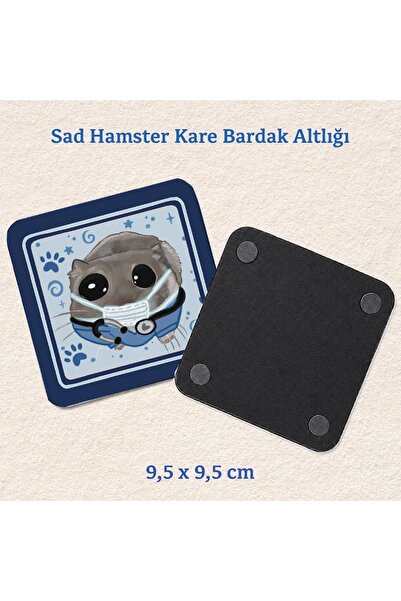 westartic Sad Hamster - Veteriner Hayvan Doktoru Kostümlü Bardak Altlığı