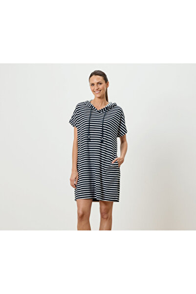 Tchibo Women's Towel Beach Dress, Striped Blue