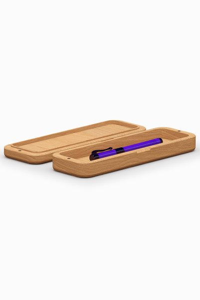 Woodsaka Pencil Case with Lid - Magnetic |   Oak Wood Pen Storage Box |