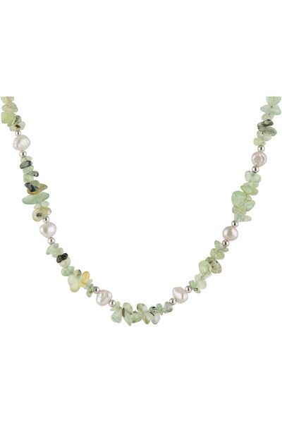 MINZA Sayuri Women's Necklace, 925 Sterling Silver, Beaded Necklace, with Pea...