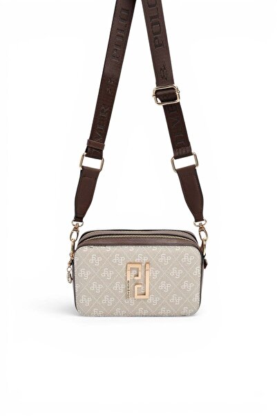 Silver Polo Stone - Brown Monogram Women's Crossbody Bag Sp1078