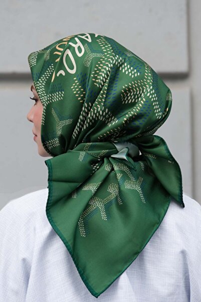diorel Yazı Desen Twill Eşarp-Yeşil