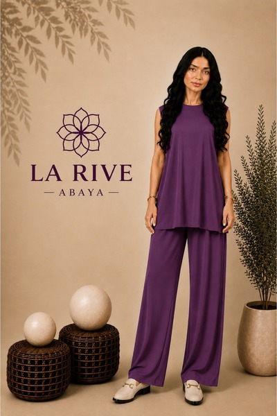 La Rive La Rive Luxury Abaya Set - Royal Purple
