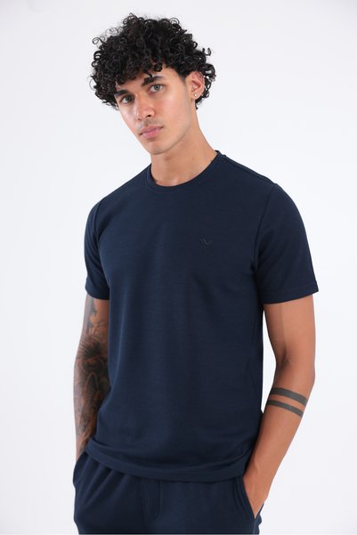 Rowinger Waffle Textured Embroidery Logo Detailed Oversize Men's T-Shirt