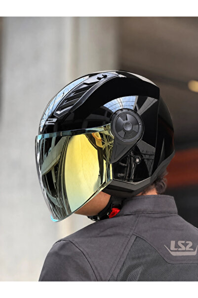 LS2 AIRFLOW 2 PARLAK SİYAH KASK (SARI VİZÖR)