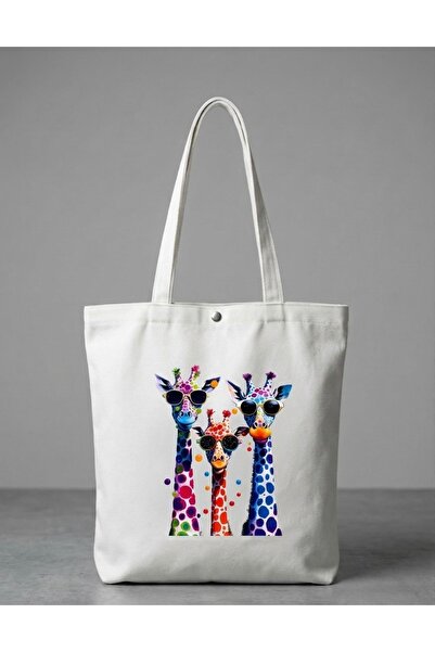 GENCATELİER Summer Themed Printed Canvas Tote Shoulder Bag - Beach and Daily ...