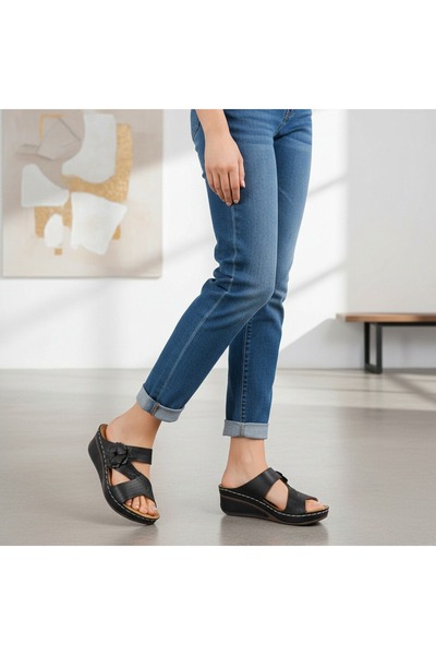 OEM Papuci casual cu platformă pentru damă, design minimalist, din piele ecol...