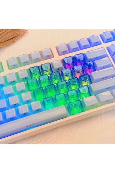 silabor 21 Tuşlu Şeffaf Kırmızı Mekanik Klavye Tuşu Seti | RGB Uyumlu Keycaps...