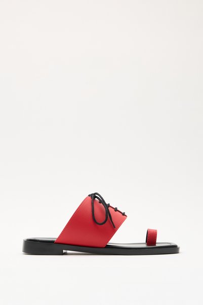 LUTVELIZADE Slippers 2607 - Red Women's Flip-Flops with Lace Detail
