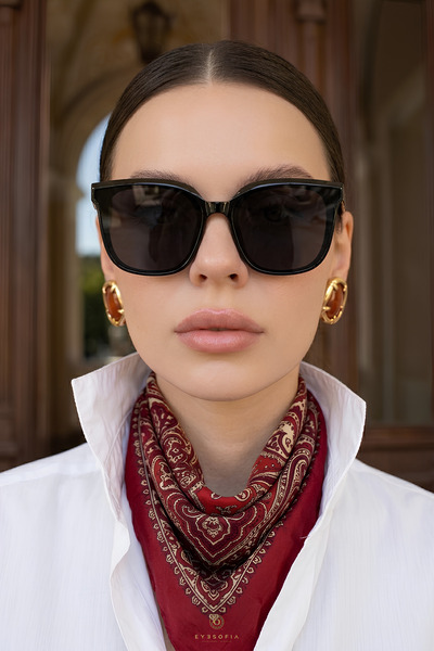 Eyesofia Bamboo Square Frame Gradient Glass Ultra Light Uv400 Filtered Black ...