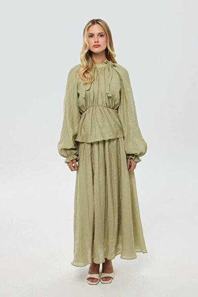 Lady Pixie Bow Detailed Blouse Skirt Set