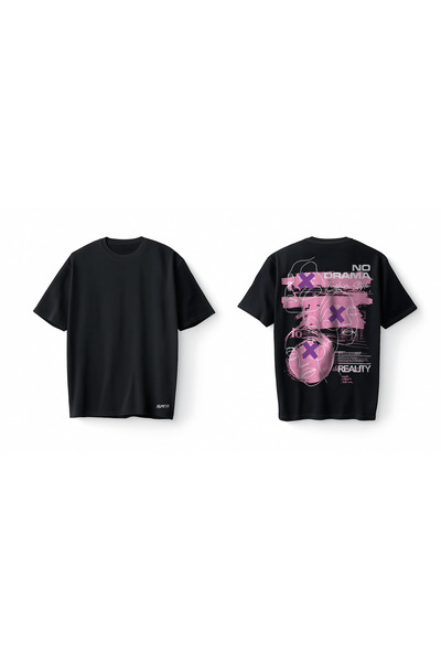 Bumeta No Drama Reality Pink Graphic Face Oversize Unisex T-Shirt T-Shirt