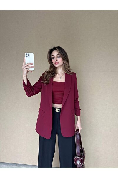 ROLL FASHİON Kadın kolu büzgülü salaş ceket