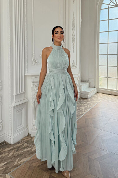 Sindimoda Ada Dik Yaka Fırfırlı Abiye 6073