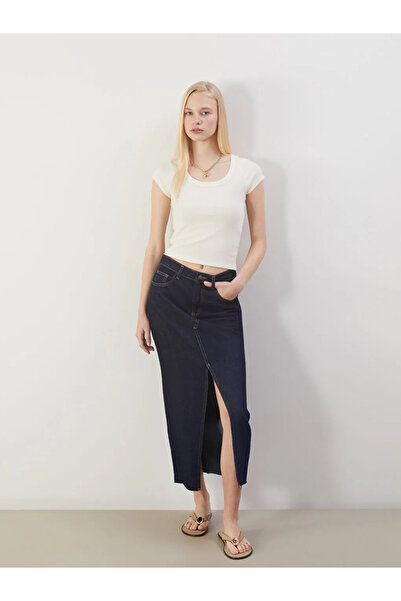 LC Waikiki Blue Standard Fit Jean Skirt
