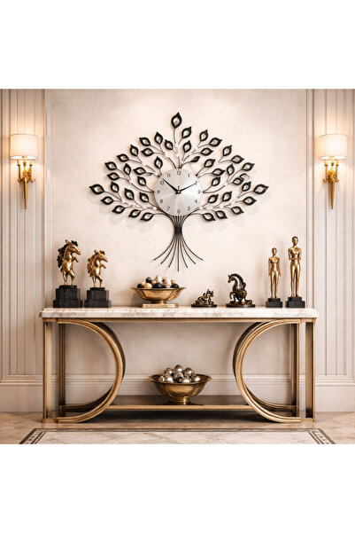 Vivendo Ceas decorativ de perete model copac, design modern, metalic negru sa...
