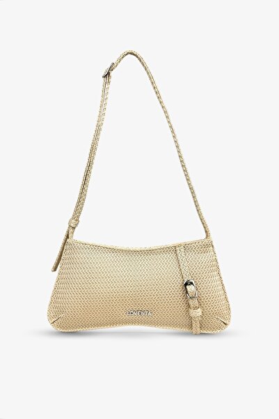 LOVENTA Belt Detailed Shoulder Bag Beige Eleanor